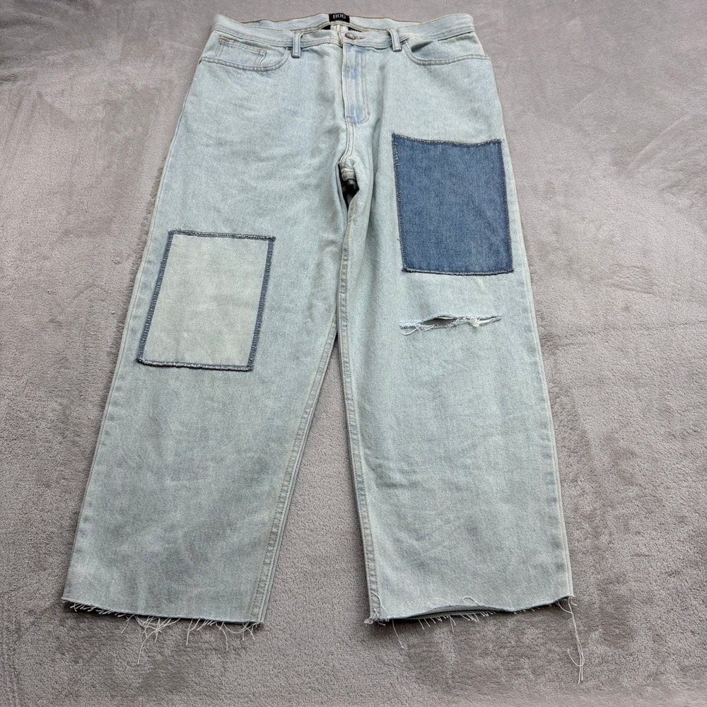 BDG Patchwork Bow Fit Jeans Women's 34 (altered) Distressed Wide Leg Y2K Denim